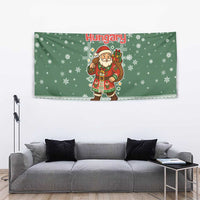 Hungary Christmas Tapestry with Green Snowflake Pattern Santa Claus Motif - Wonder Print Shop