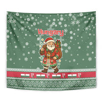Hungary Christmas Tapestry with Green Snowflake Pattern Santa Claus Motif - Wonder Print Shop