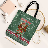 Hungary Christmas Tote Bag with Green Snowflake Pattern Santa Claus Motif - Wonder Print Shop