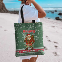 Hungary Christmas Tote Bag with Green Snowflake Pattern Santa Claus Motif - Wonder Print Shop