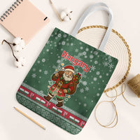 Hungary Christmas Tote Bag with Green Snowflake Pattern Santa Claus Motif - Wonder Print Shop