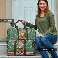 Hungary Christmas Travel Bag with Green Snowflake Pattern Santa Claus Motif - Wonder Print Shop