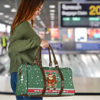 Hungary Christmas Travel Bag with Green Snowflake Pattern Santa Claus Motif - Wonder Print Shop