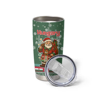 Hungary Christmas Tumbler Cup with Green Snowflake Pattern Santa Claus Motif - Wonder Print Shop