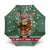 Hungary Christmas Umbrella with Green Snowflake Pattern Santa Claus Motif - Wonder Print Shop