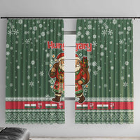 Hungary Christmas Window Curtain with Green Snowflake Pattern Santa Claus Motif - Wonder Print Shop