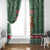 Hungary Christmas Window Curtain with Green Snowflake Pattern Santa Claus Motif - Wonder Print Shop