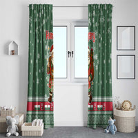 Hungary Christmas Window Curtain with Green Snowflake Pattern Santa Claus Motif - Wonder Print Shop