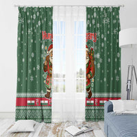 Hungary Christmas Window Curtain with Green Snowflake Pattern Santa Claus Motif - Wonder Print Shop