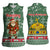 Hungary Christmas Women Sleeveless Polo Shirt with Green Snowflake Pattern Santa Claus Motif - Wonder Print Shop