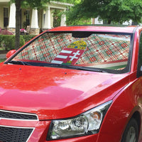 Hungary Christmas Auto Sun Shade with Red Green Plaid Pattern Crown and Double Cross Motif - Wonder Print Shop