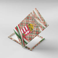 Hungary Christmas Canvas Wall Art with Red Green Plaid Pattern Crown and Double Cross Motif - Wonder Print Shop