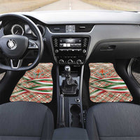Hungary Christmas Car Mats with Red Green Plaid Pattern Crown and Double Cross Motif - Wonder Print Shop