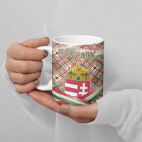 Hungary Christmas Ceramic Mug with Red Green Plaid Pattern Crown and Double Cross Motif - Wonder Print Shop