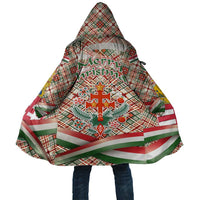 Hungary Christmas Cloak with Red Green Plaid Pattern Crown and Double Cross Motif - Wonder Print Shop