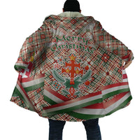 Hungary Christmas Cloak with Red Green Plaid Pattern Crown and Double Cross Motif - Wonder Print Shop