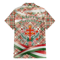 Hungary Christmas Family Matching Mermaid Dress and Hawaiian Shirt with Red Green Plaid Pattern Crown and Double Cross Motif - Wonder Print Shop