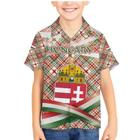 Hungary Christmas Family Matching Mermaid Dress and Hawaiian Shirt with Red Green Plaid Pattern Crown and Double Cross Motif - Wonder Print Shop