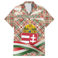Hungary Christmas Family Matching Puletasi and Hawaiian Shirt with Red Green Plaid Pattern Crown and Double Cross Motif - Wonder Print Shop