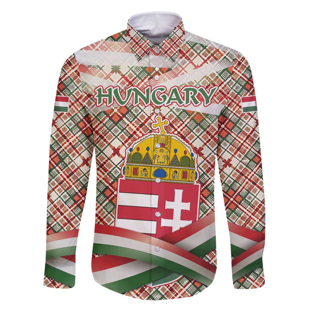 Hungary Christmas Family Matching Puletasi and Hawaiian Shirt with Red Green Plaid Pattern Crown and Double Cross Motif - Wonder Print Shop