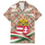 Hungary Christmas Family Matching Short Sleeve Bodycon Dress and Hawaiian Shirt with Red Green Plaid Pattern Crown and Double Cross Motif - Wonder Print Shop