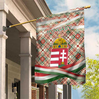 Hungary Christmas Garden Flag with Red Green Plaid Pattern Crown and Double Cross Motif - Wonder Print Shop