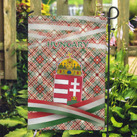 Hungary Christmas Garden Flag with Red Green Plaid Pattern Crown and Double Cross Motif - Wonder Print Shop
