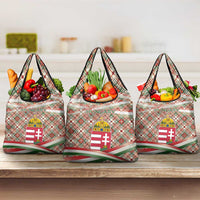 Hungary Christmas Grocery Bag with Red Green Plaid Pattern Crown and Double Cross Motif - Wonder Print Shop