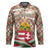 Hungary Christmas Hockey Jersey with Red Green Plaid Pattern Crown and Double Cross Motif - Wonder Print Shop
