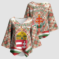Hungary Christmas Kimono Sleeve Blouse with Red Green Plaid Pattern Crown and Double Cross Motif - Wonder Print Shop