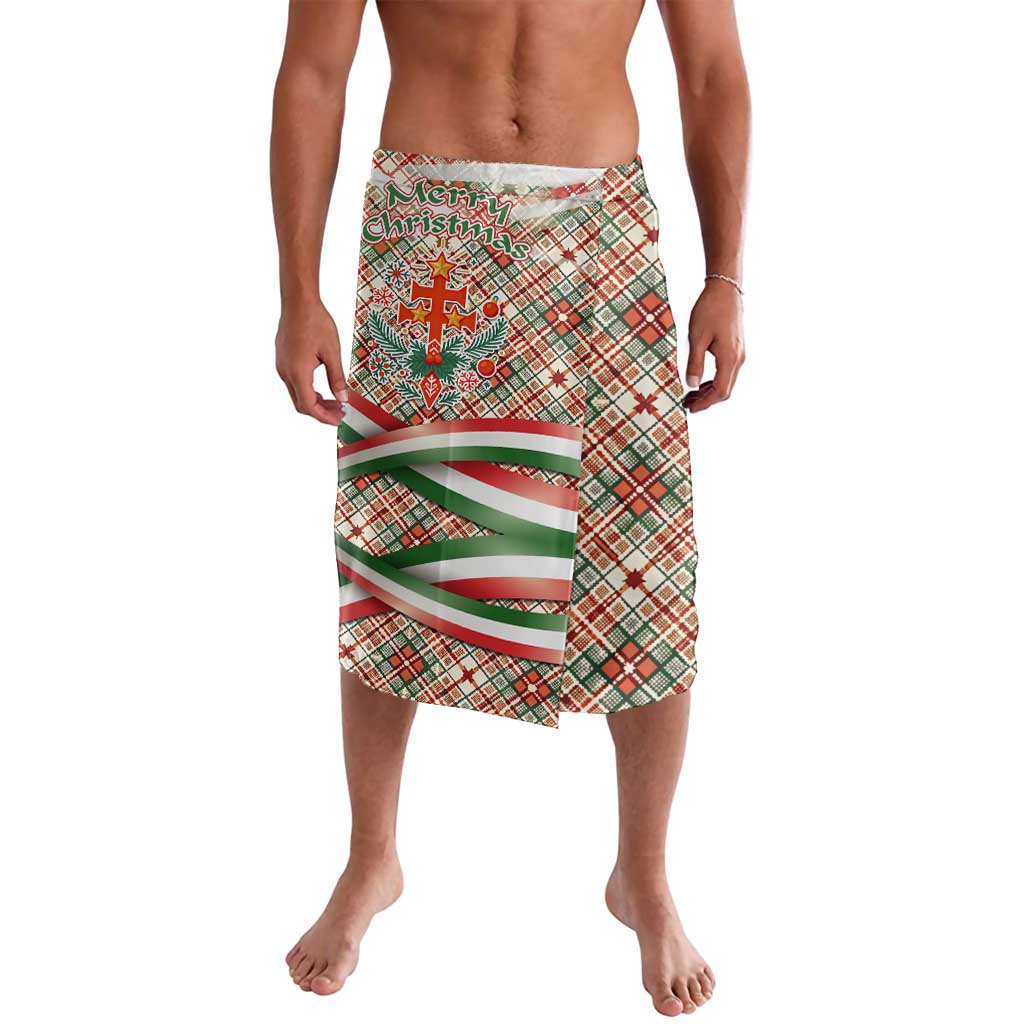 Hungary Christmas Lavalava with Red Green Plaid Pattern Crown and Double Cross Motif - Wonder Print Shop