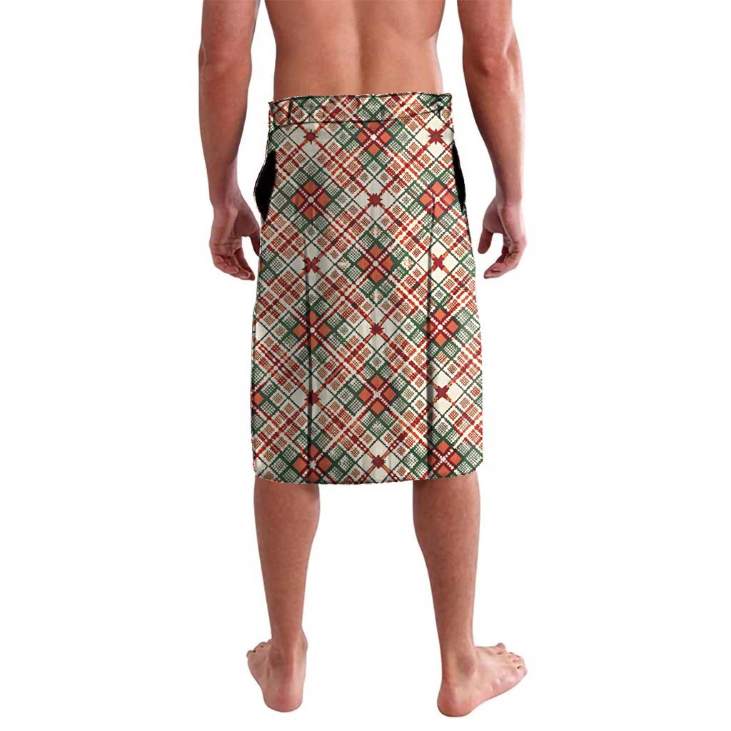 Hungary Christmas Lavalava with Red Green Plaid Pattern Crown and Double Cross Motif - Wonder Print Shop