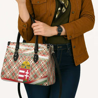 Hungary Christmas Leather Bag with Red Green Plaid Pattern Crown and Double Cross Motif - Wonder Print Shop