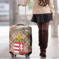 Hungary Christmas Luggage Cover with Red Green Plaid Pattern Crown and Double Cross Motif - Wonder Print Shop