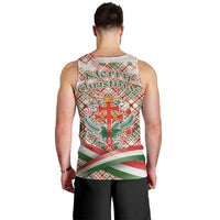 Hungary Christmas Men Tank Top with Red Green Plaid Pattern Crown and Double Cross Motif - Wonder Print Shop