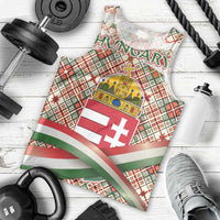 Hungary Christmas Men Tank Top with Red Green Plaid Pattern Crown and Double Cross Motif - Wonder Print Shop