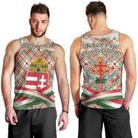 Hungary Christmas Men Tank Top with Red Green Plaid Pattern Crown and Double Cross Motif - Wonder Print Shop