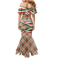 Hungary Christmas Mermaid Dress with Red Green Plaid Pattern Crown and Double Cross Motif - Wonder Print Shop
