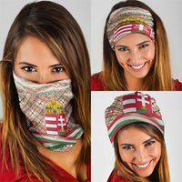 Hungary Christmas Neck Gaiter with Red Green Plaid Pattern Crown and Double Cross Motif - Wonder Print Shop
