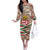 Hungary Christmas Off The Shoulder Long Sleeve Dress with Red Green Plaid Pattern Crown and Double Cross Motif - Wonder Print Shop