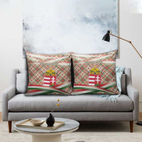 Hungary Christmas Pillow Cover with Red Green Plaid Pattern Crown and Double Cross Motif - Wonder Print Shop