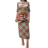 Hungary Christmas Puletasi with Red Green Plaid Pattern Crown and Double Cross Motif - Wonder Print Shop