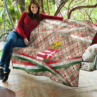 Hungary Christmas Quilt with Red Green Plaid Pattern Crown and Double Cross Motif - Wonder Print Shop