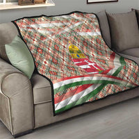 Hungary Christmas Quilt with Red Green Plaid Pattern Crown and Double Cross Motif - Wonder Print Shop
