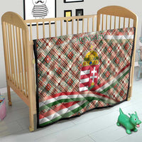 Hungary Christmas Quilt with Red Green Plaid Pattern Crown and Double Cross Motif - Wonder Print Shop