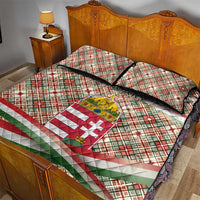 Hungary Christmas Quilt Bed Set with Red Green Plaid Pattern Crown and Double Cross Motif - Wonder Print Shop