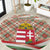Hungary Christmas Round Carpet with Red Green Plaid Pattern Crown and Double Cross Motif - Wonder Print Shop