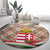 Hungary Christmas Round Carpet with Red Green Plaid Pattern Crown and Double Cross Motif - Wonder Print Shop