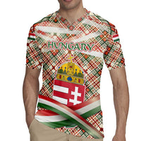 Hungary Christmas Rugby Jersey with Red Green Plaid Pattern Crown and Double Cross Motif - Wonder Print Shop