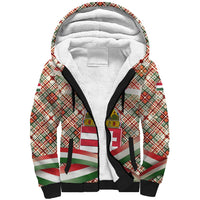 Hungary Christmas Sherpa Hoodie with Red Green Plaid Pattern Crown and Double Cross Motif - Wonder Print Shop
